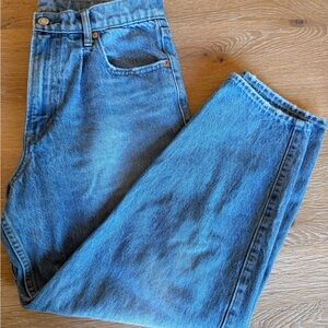 GAP High Rise Barrel Jeans in Indigo